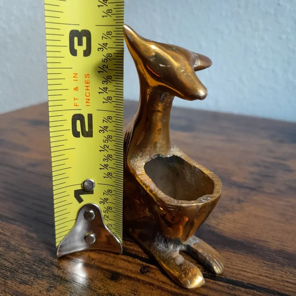 Vintage Brass Kangaroo 3" Incense Burner Miniature with Pouch Pocket Figurine - Picture 6 of 11